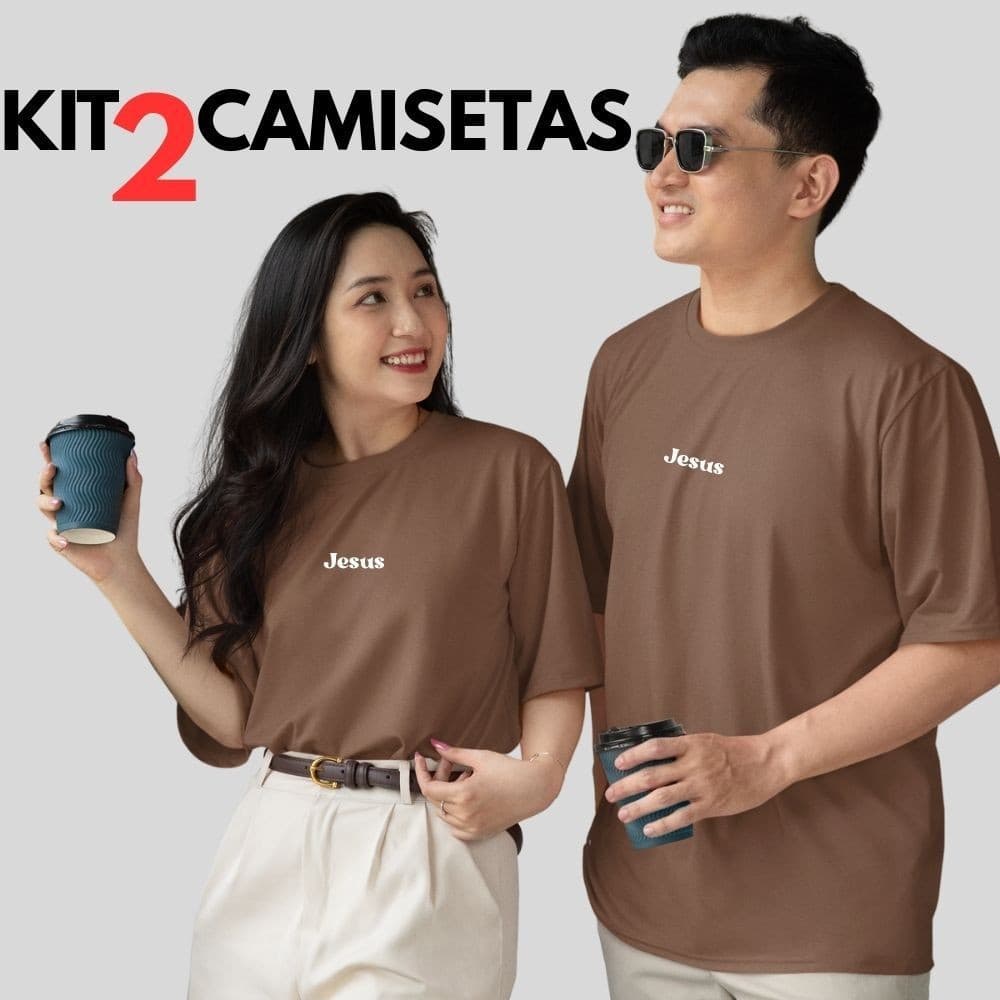 Kit 2 Camisetas Básicas Jesus Minimalista Unissex Cristã -  Algodão Respirável