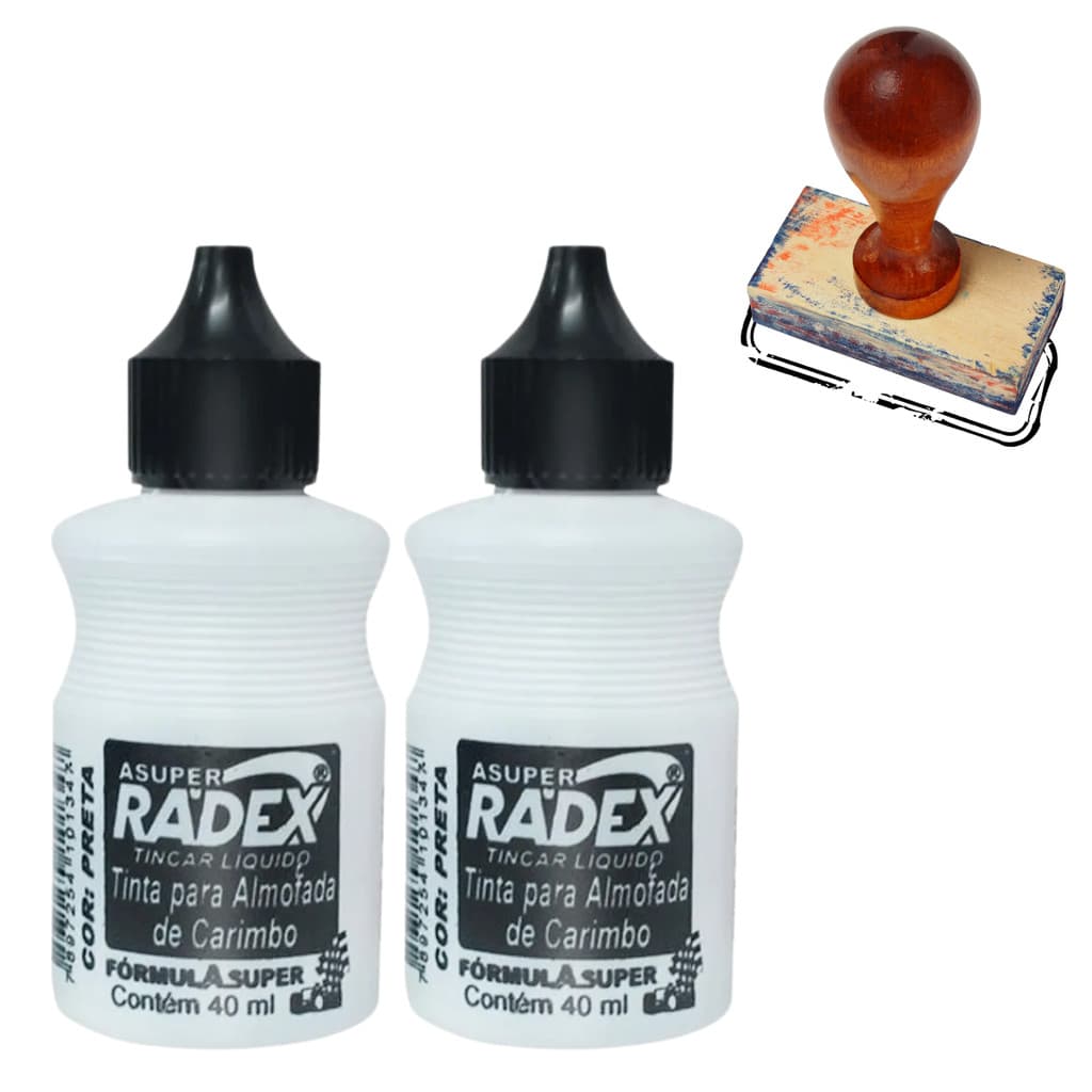 Kit 2 Unidades De Tinta Preta para Almofada de Carimbo Alto Rendimento