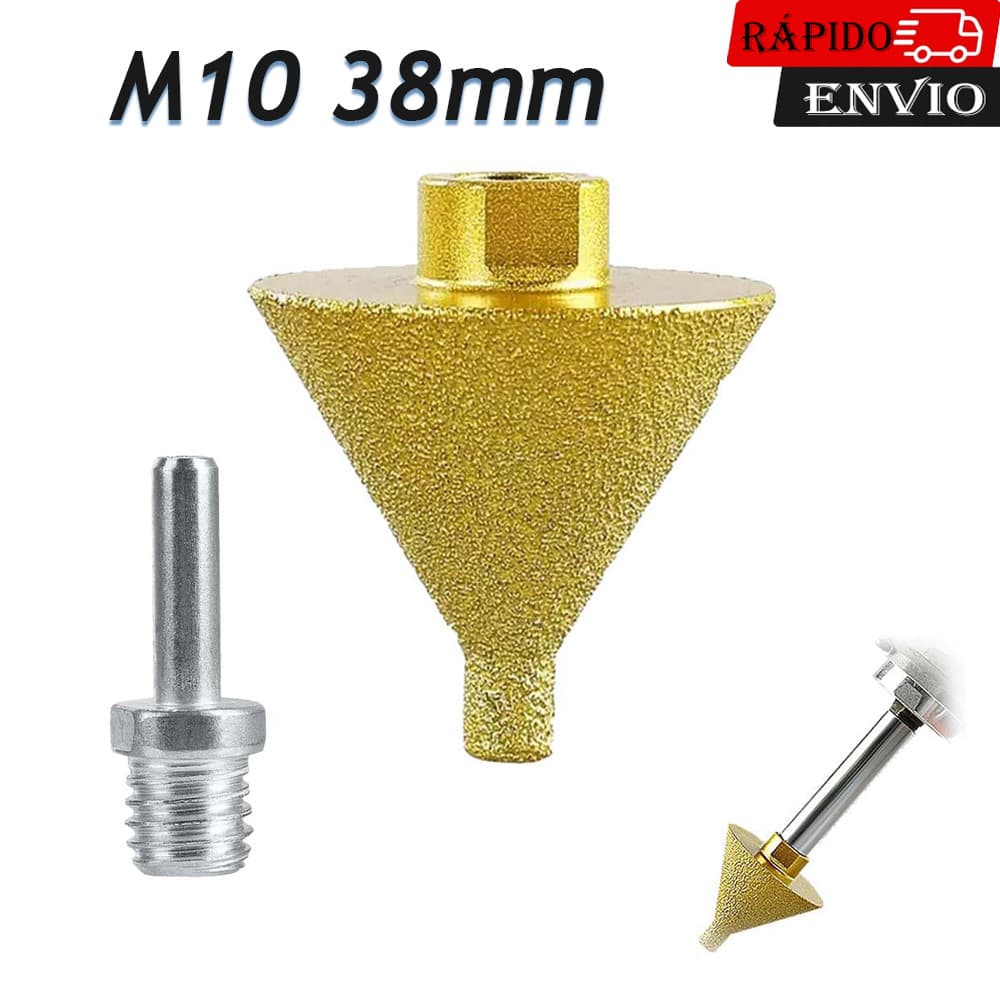 M10 Broca Diamantada para Chanfro 38mm Serra Copo para Mármore e Alvenaria Com Adaptador