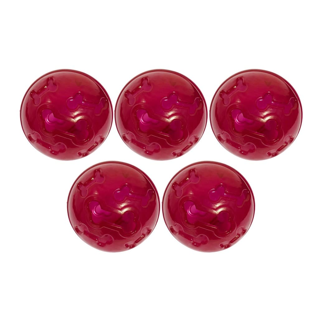Kit 5 Bola Petisco Interativo Vermelho Neon 11cm Brinquedo Pet Resistente