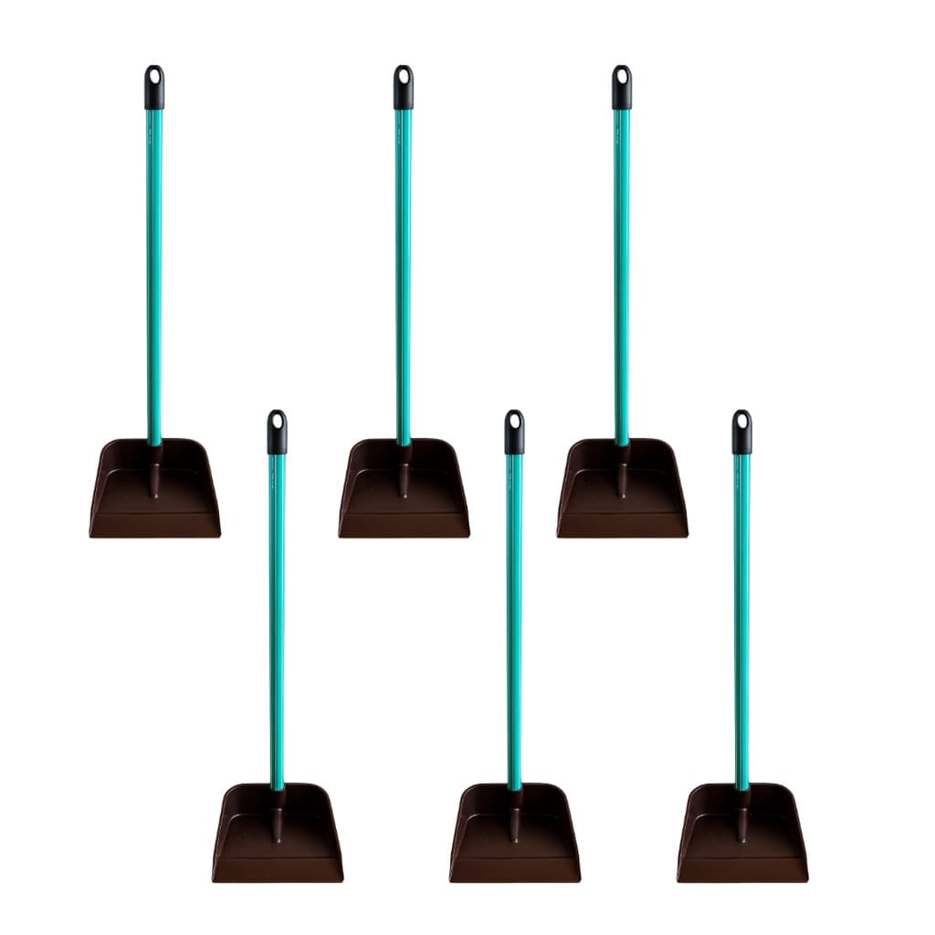 Kit 6 Pá de Lixo Com Cabo Longo Reforçada Limpeza Doméstica Jardim Patio