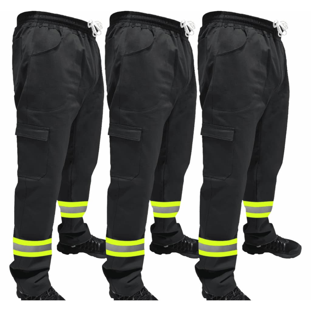 Kit C/ 3 Calça de Uniforme Metalúrgica Brim Profissional Reforçada Com Faixa Refletiva Verde