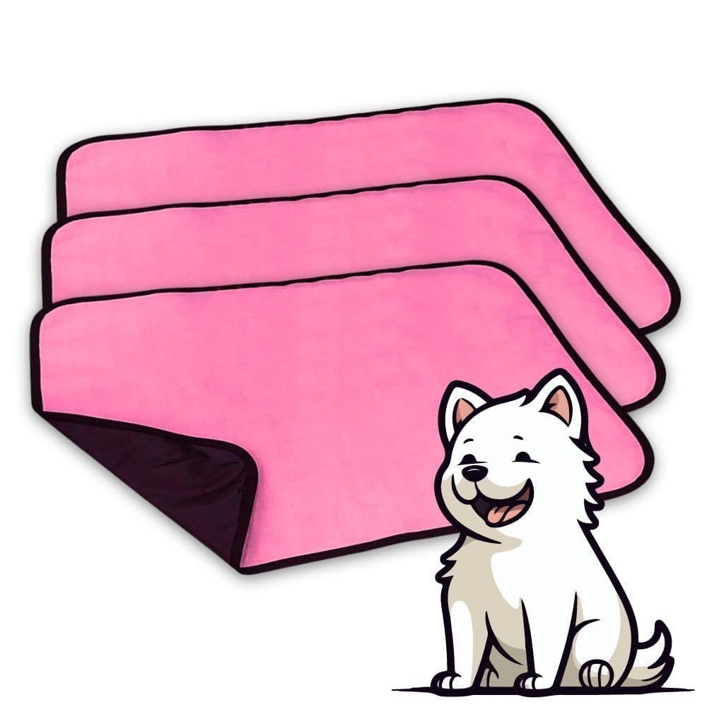 3 UN Tapetes Sanitário Higiênico de Super Absorção para Pet 100x70 Rosa Bebê Lavável e Impermeável