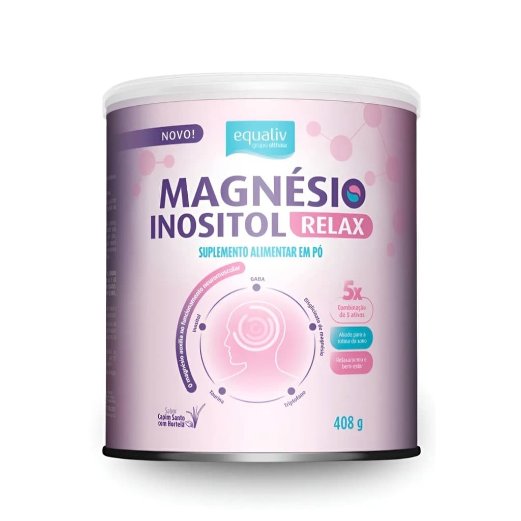 Magnésio Inositol Relax Equaliv 408g – Sono, Relaxamento, Antiestresse, Capim Santo e Hortelã