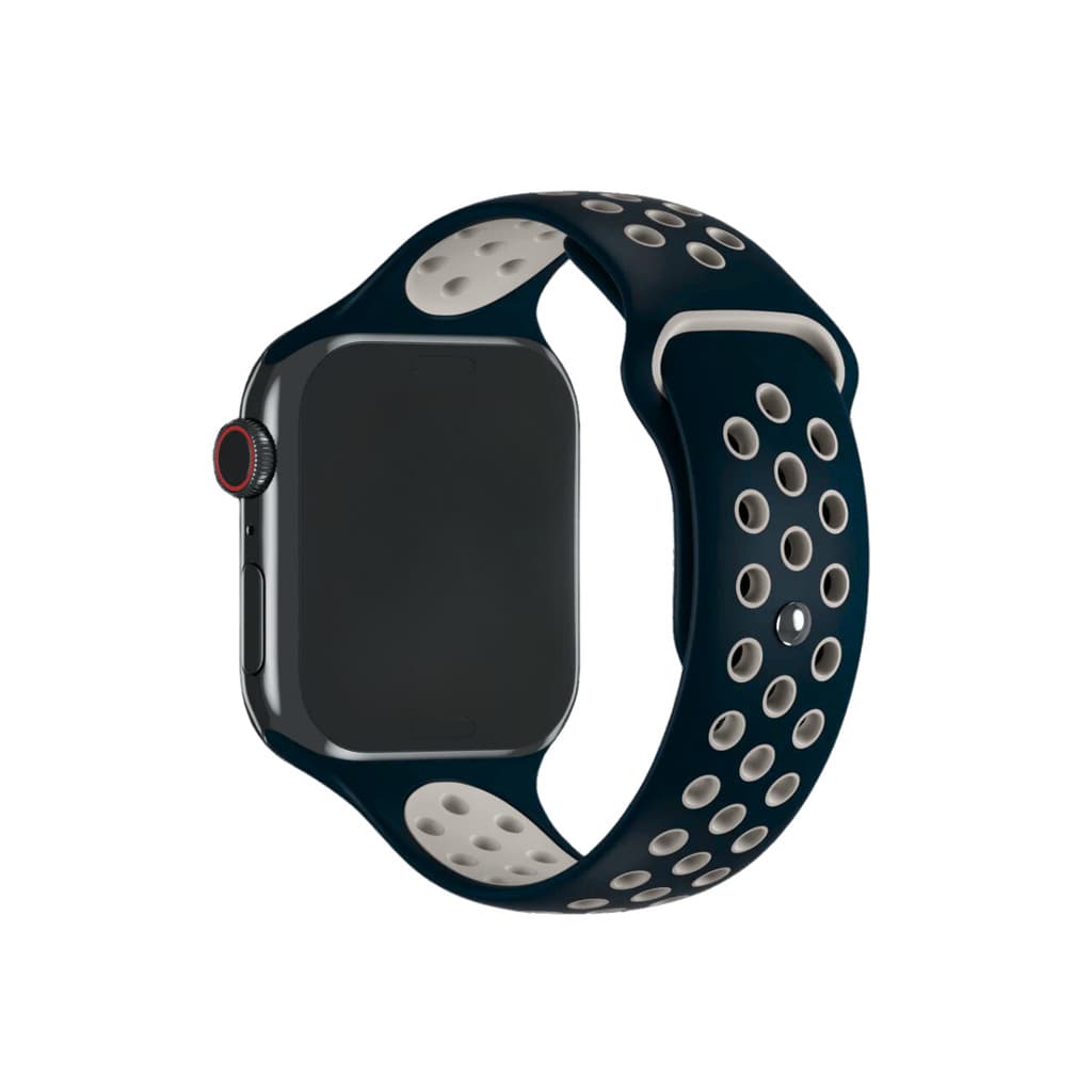 Pulseira de Silicone Nerdcase para Apple Watch 42mm, 44mm, 45mm e 49mm, Azul Marinho e Branco