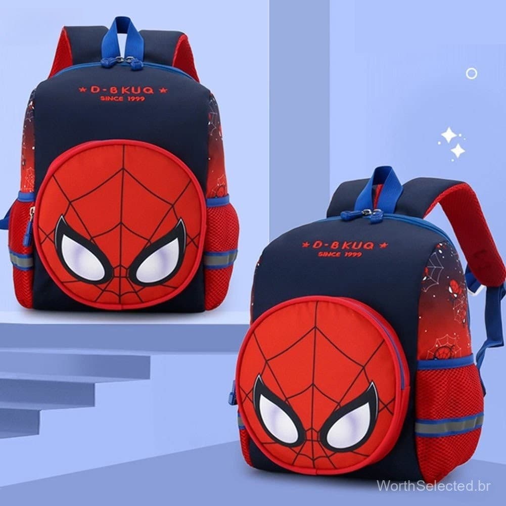 Mochila Infantil de Grande Capacidade do Personagem Super-Herói Homem-Aranha da Marvel 1-8 Anos/Universal
