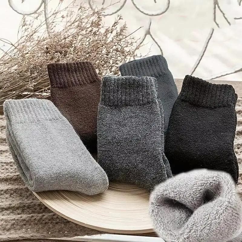 1 Par De Meias Grossas Masculinas De Inverno , Clássicas De Cor Sólida Para Manter O Calor E Continuar Ao