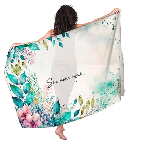Canga Saida de Praia com nome personalizado 90x140cm