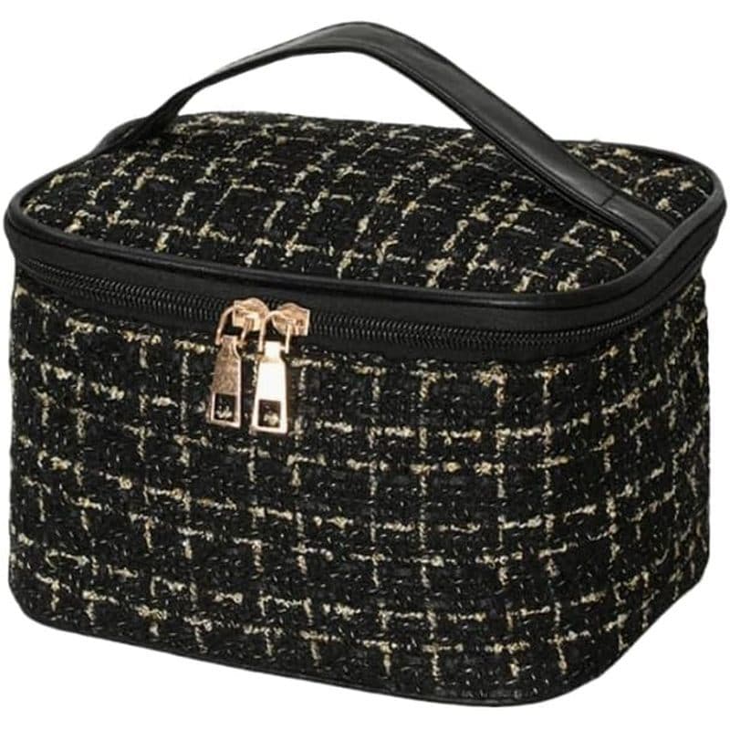 Bolsa De Maquiagem Para Viagem Tweed , Estojo Cosmético De Grande Capacidade , Organizador De Armazenamento À Prova D'ág