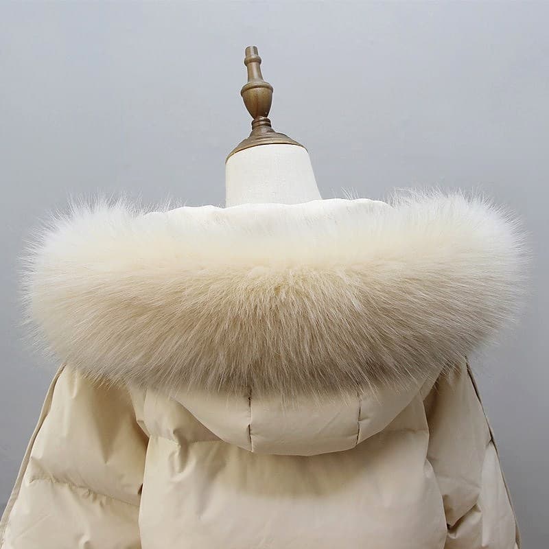 Simulação pele de raposa gola de pele de guaxinim para baixo Hanfu com capuz topos comprar único casaco colar senhoras U