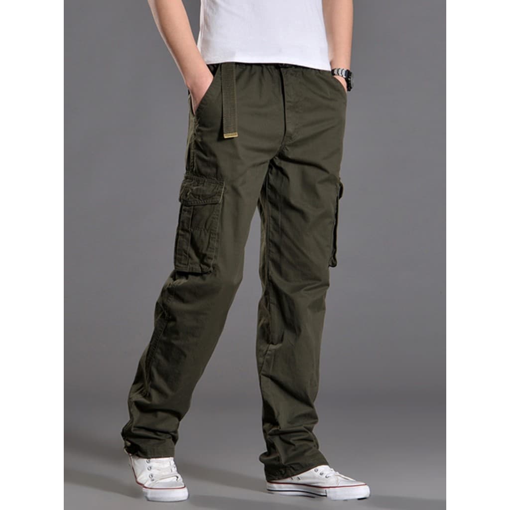 Primavera outono novo estilo macacão calças retas masculinas ao ar livre calças casuais Multi-bolso calças de trabalho f