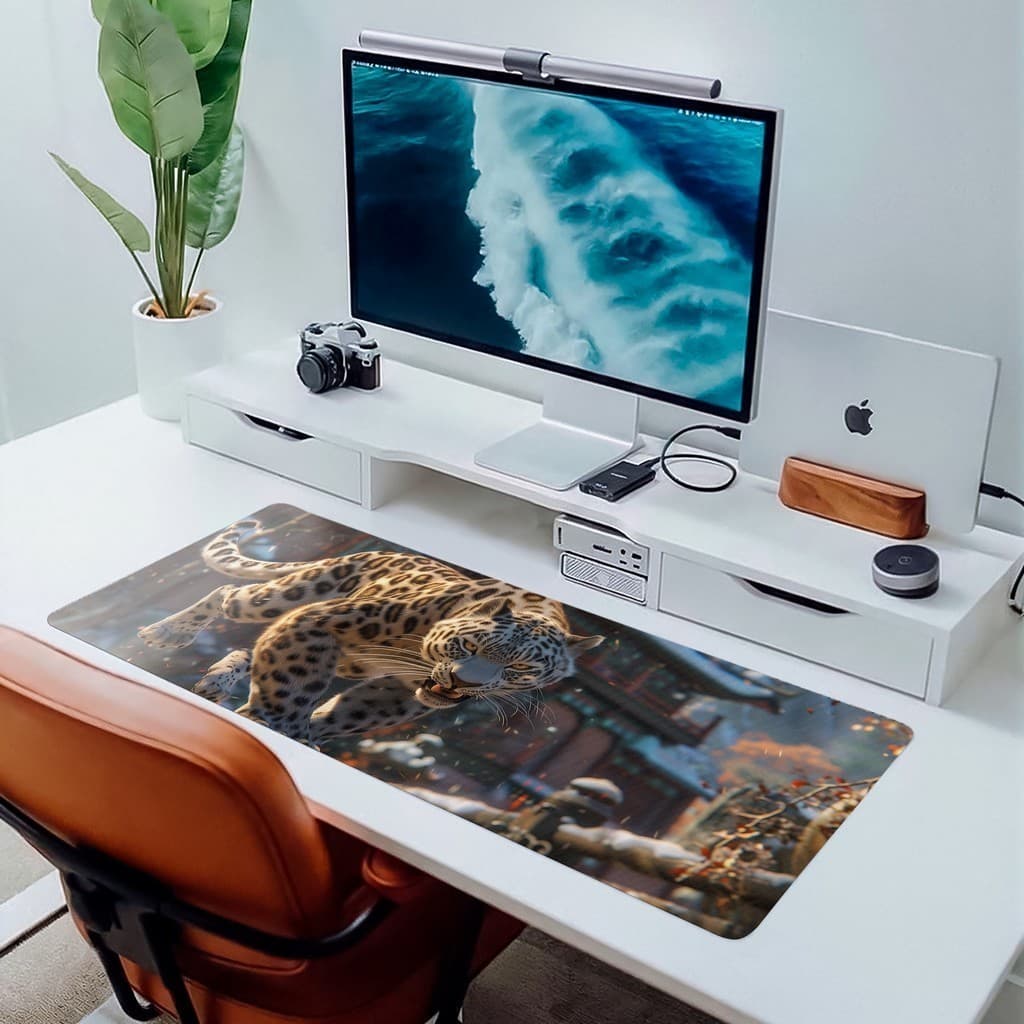 MousePad Grande Tigre Kung Fu 80x30cm Gamer Desk Pad Grande  Anime Estilo Decoração Setup