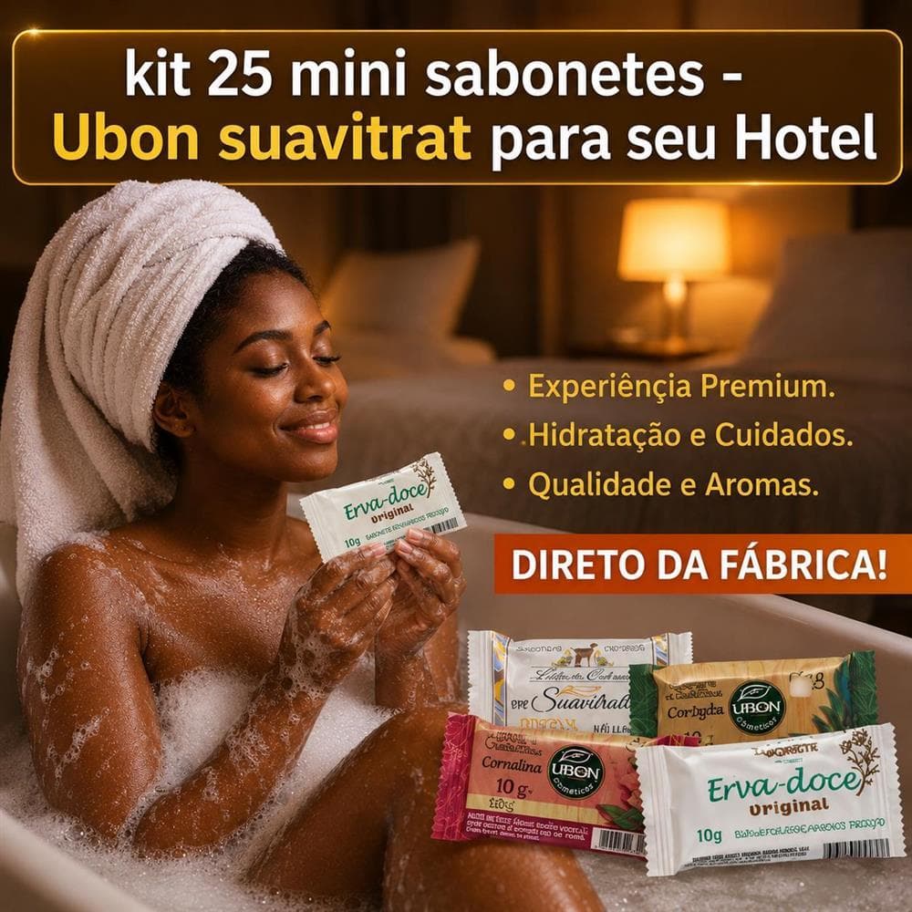 Kit 25 Mini Sabonetes Hotel Ubon Suavitrat Premium Direto da Fábrica Hoteis Pousada Clubes Amenities