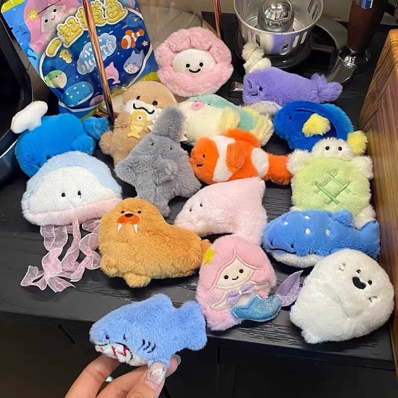 Genuíno aquário mar Animal de pelúcia geladeira adesivo mistério saco dos desenhos animados bonito buraco placa decoraçã