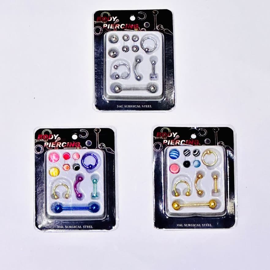 Kit 1-3 Aço inoxidável BCR piercing jóias língua unha umbigo anel mamilo piercing sobrancelha unha piercing língua anel