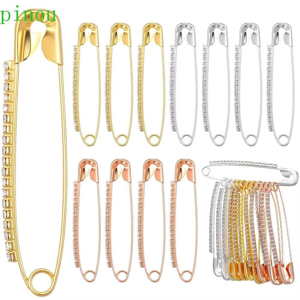 PINOU 12 Peças De Alfinetes De Broche Decorativos , Brilhantes De Strass Dourado Segurança , Design De Cristal