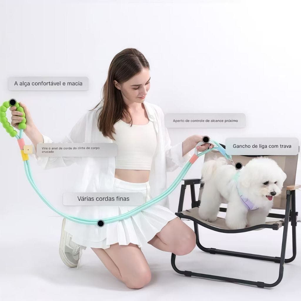 Guia Mãos Livres Passeio Corrida Pet Cachorro Resistente Corda Nylon dupla YP-2408
