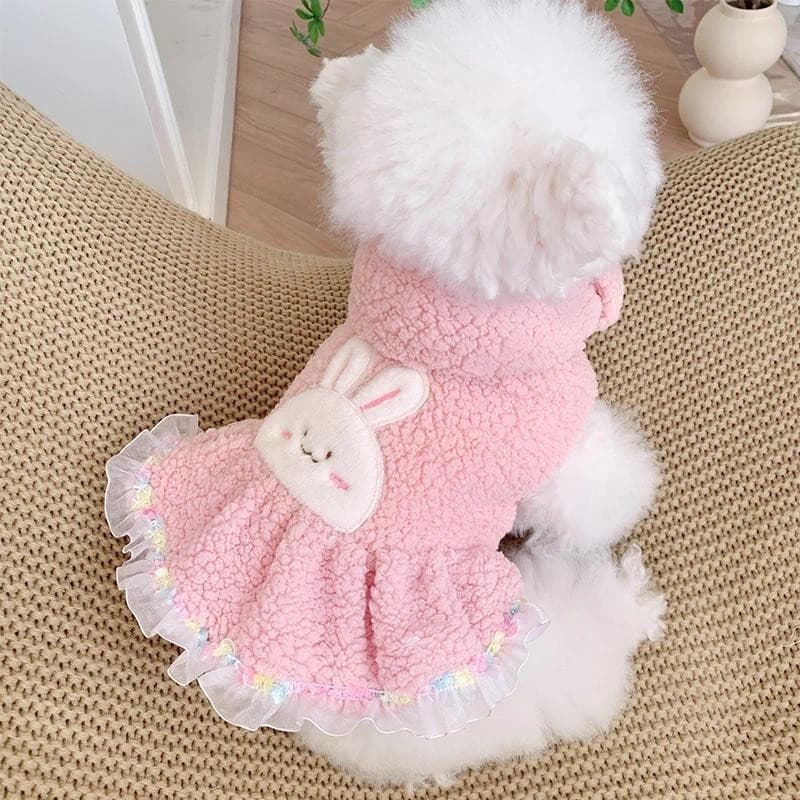 Vestidos de Fleece Rosa para Cães Fêmeas, Roupas de Outono Inverno, Casacos Quentes e Espessos para Chihuahua, Maltês, G