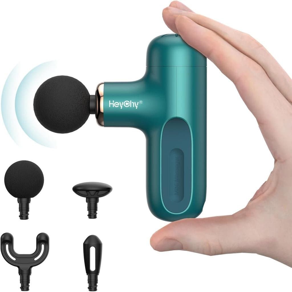 HEYCHY Super Mini Massage Gun, Massageador de Percussão para Tecidos Profundos, Massageador Compacto para Esportes e Via