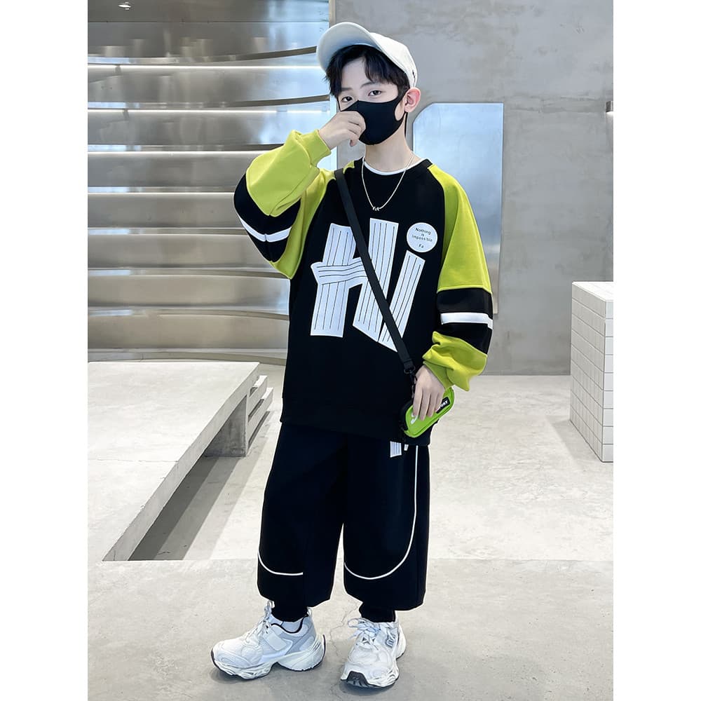 Crianças roupas meninos primavera roupas moletom terno 2026 novo estilo primavera médio grande crianças roupas esportiva