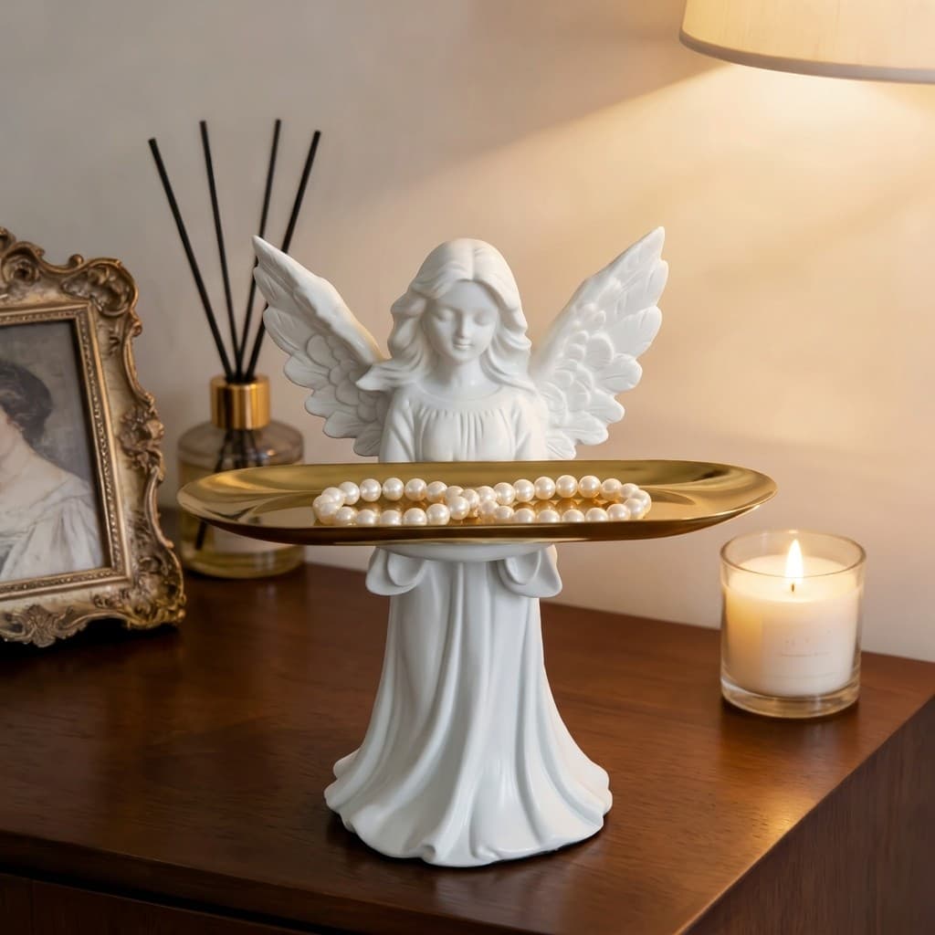Estilo Medieval nórdico anjo entrada chave ornamentos de armazenamento casa sala estar decorações High-End nicho