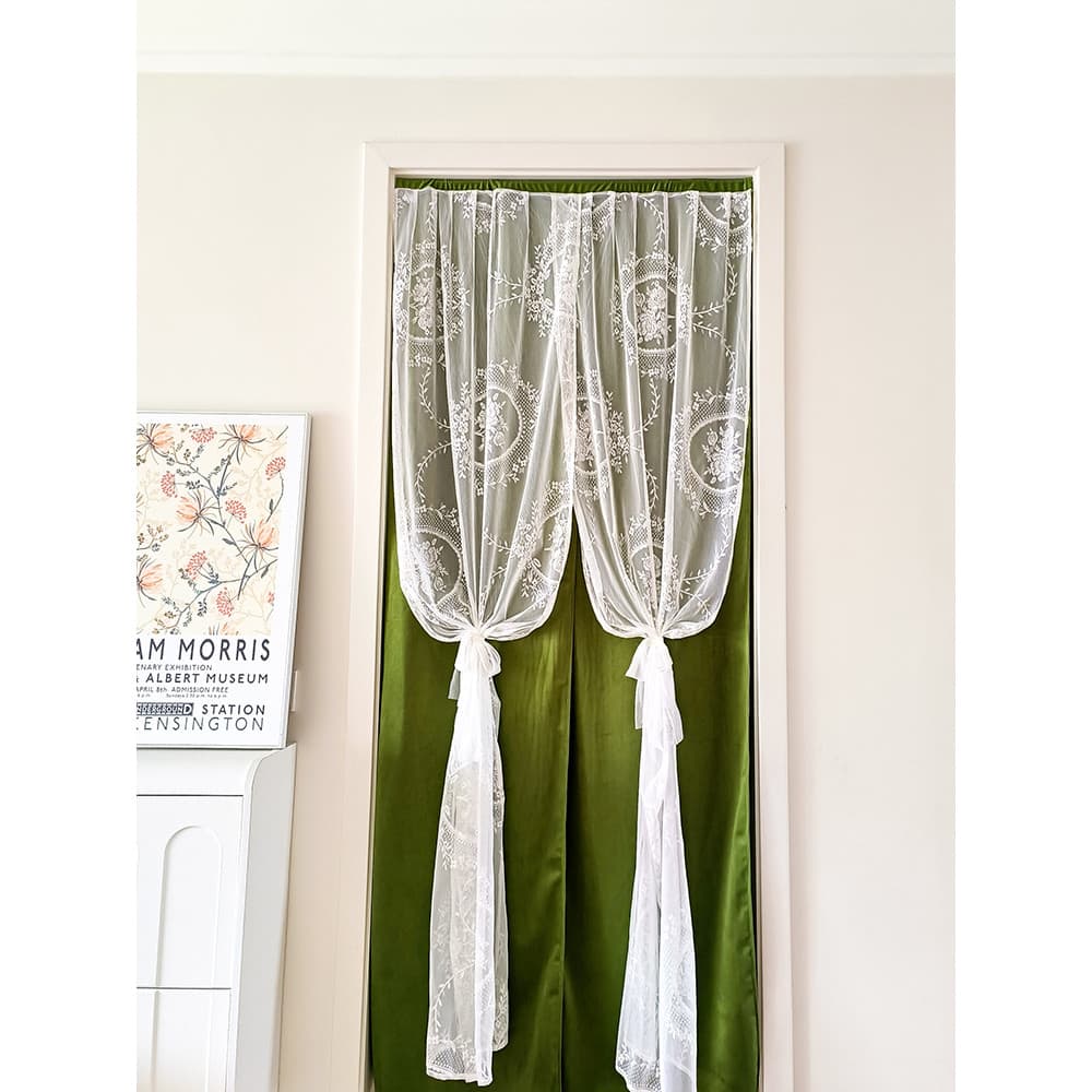 Yuanyuan novo produto cortina de porta simples menina luz estilo francês bloco cortina rococó estilo renda dupla camada