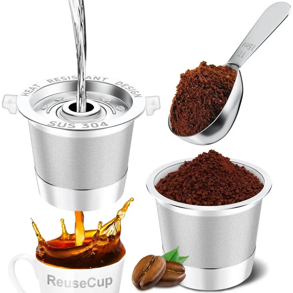 Conjunto de 2 peças de cápsulas de café reutilizáveis, adequadas para Keurig: Filtro de café reutilizável KCup recarregá
