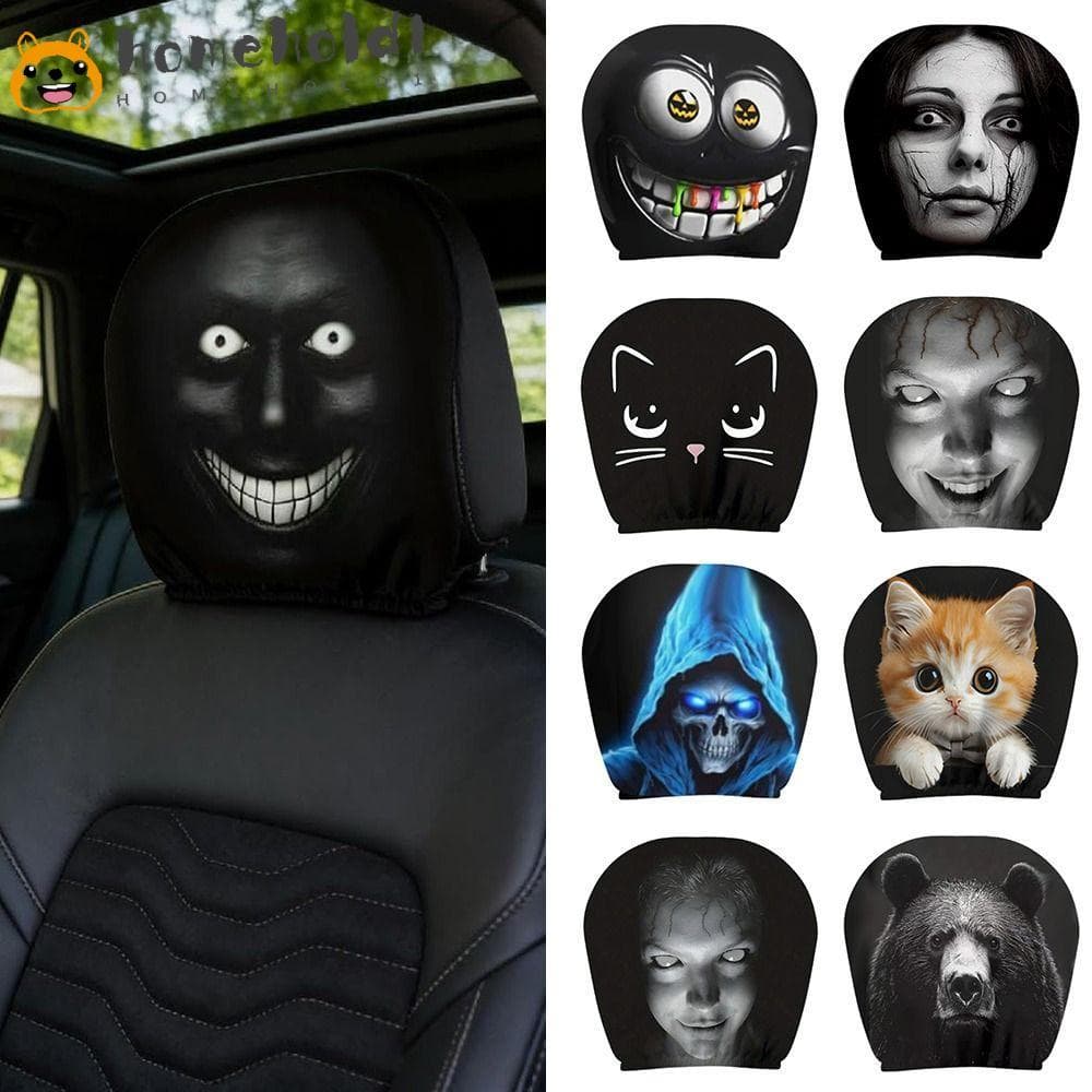 HOMEUVOE 2 Unidades De Capa De Assento De Carro , Elástica Respirável Para Encosto De Cabeça Protetor Preto De