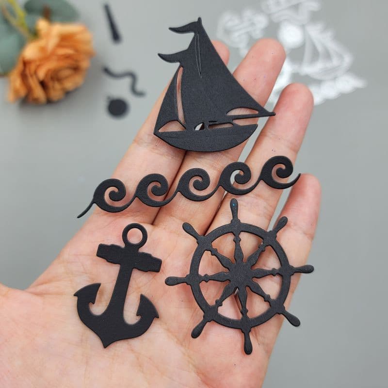 Cortes De Metal De Barco E Âncora Embossing De Papel Stencil Matrizes De