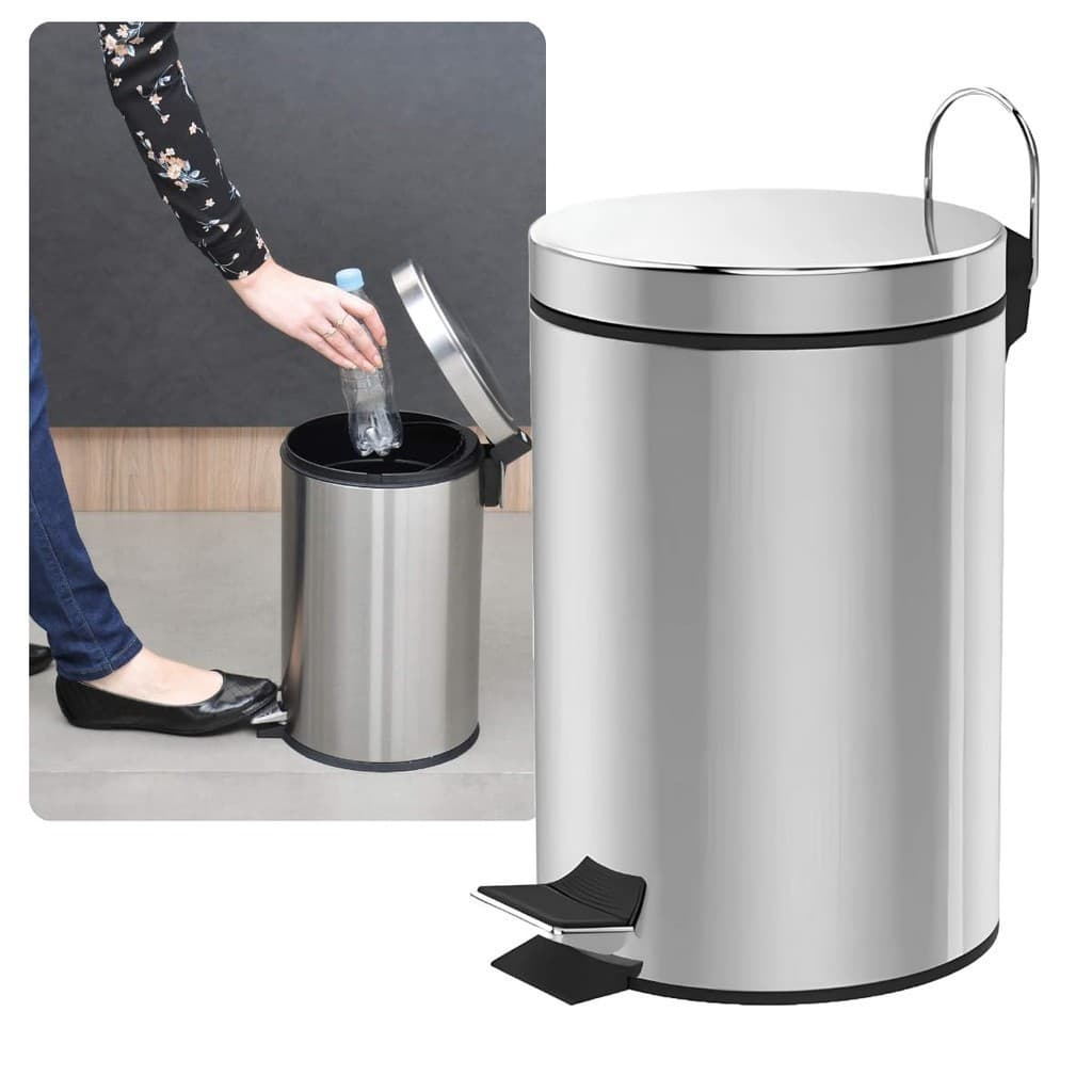 Lixeira com Pedal em Inox 3L ou 5L para Banheiro e Cozinha