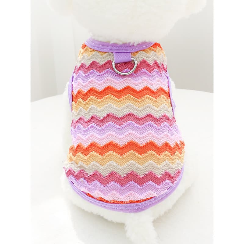 Malha novo estilo pet primavera roupas Bichon cão gato pet listrado roupas suprimentos roupas para cães oco