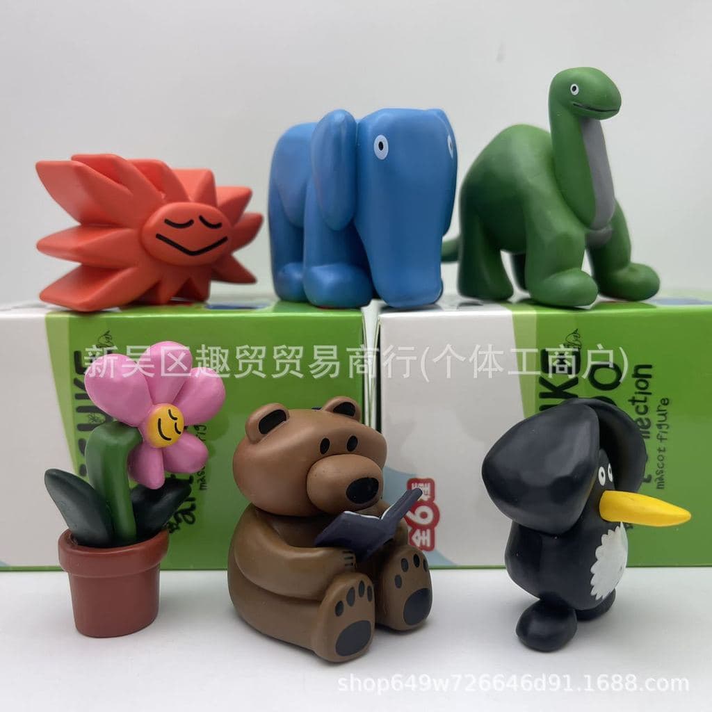 Nova Caixa Surpresa Qualie Trendy: Figuras de Dinossauro, Flor, Pinguim, Elefante, Decorações de Brinquedos, Figuras Col