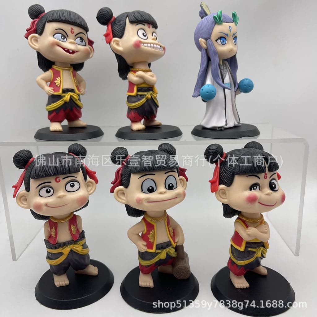 Figurinha gashapon Nezha Ao+Bing, ornamento de mesa do filme "Nezha Descends", em estoque.