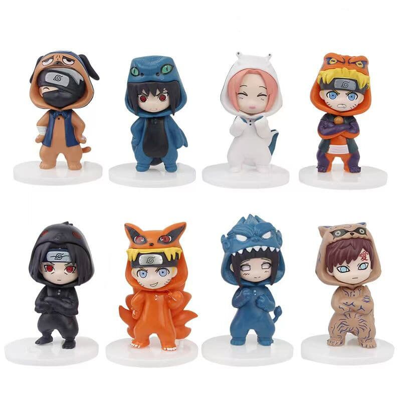8 tipos de modelos de figuras do Naruto: Naruto, figura com a roupa da Cauda, boneco, modelo e ornamento.