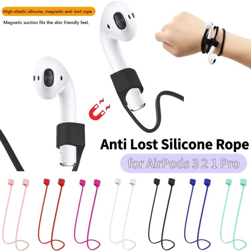 Corda Anti-Perda para Fones de Ouvido, Corda Magnética de Silicone para Apple AirPods 1 2 3 Pro, Cordão Anti-Queda, Alça