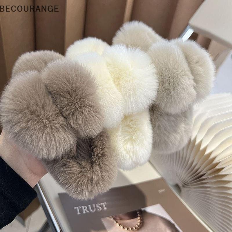 BEC Inverno Pele Sintética Garra De Cabelo Coelho Grampos De Pelúcia Barrette Caranguejo Headwear Para Mulheres Meninas