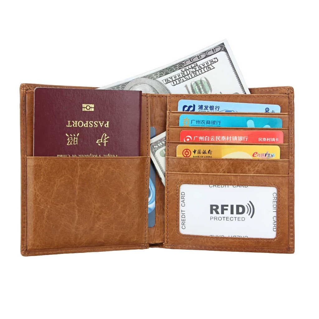 Fabricante atacado Amazon RFID masculino feminino couro genuíno titular do passaporte multifuncional saco de passaporte
