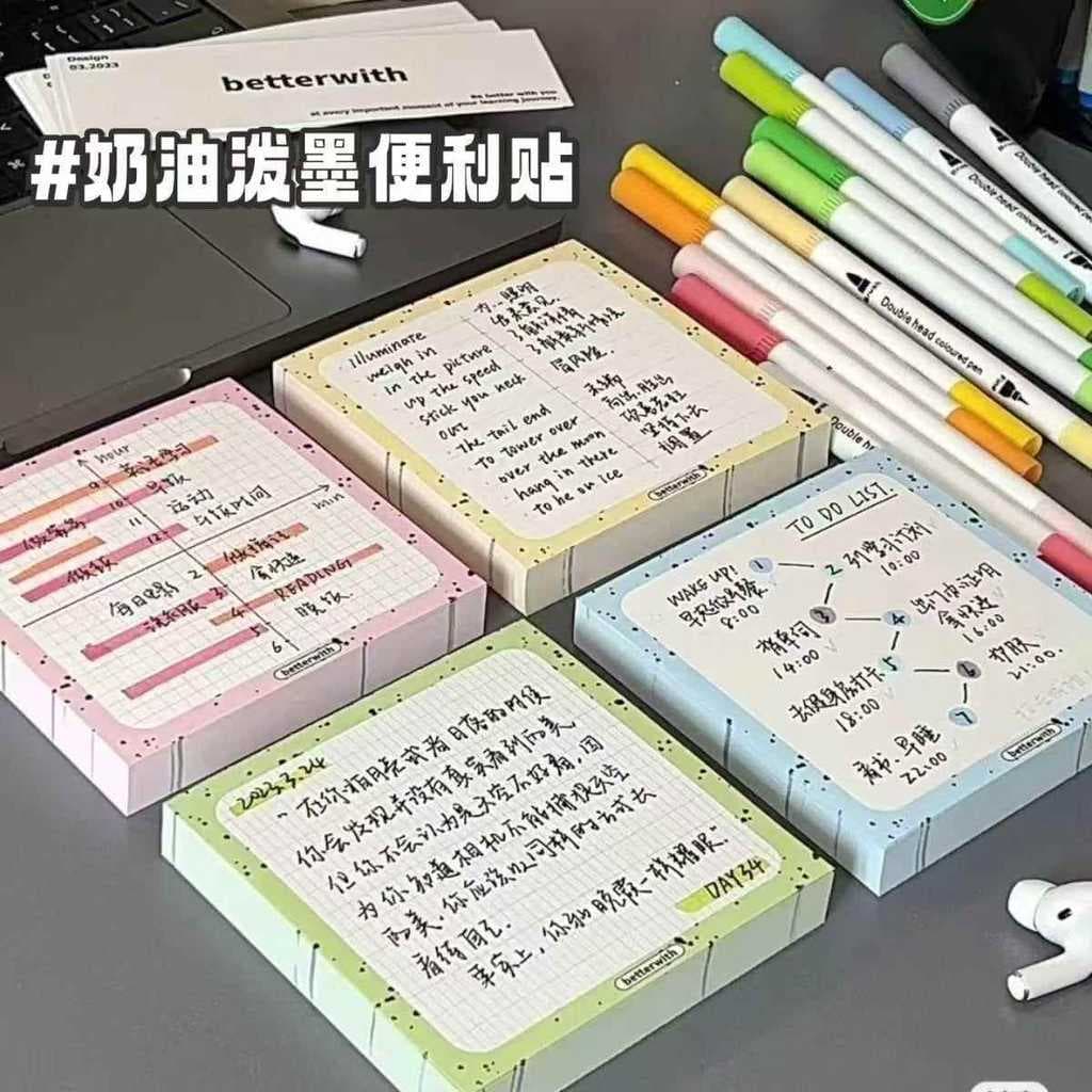 2026 novo estilo post-it notas ins estilo creme respingo tinta post-it notas plano de estudo livro aprendizagem creme es