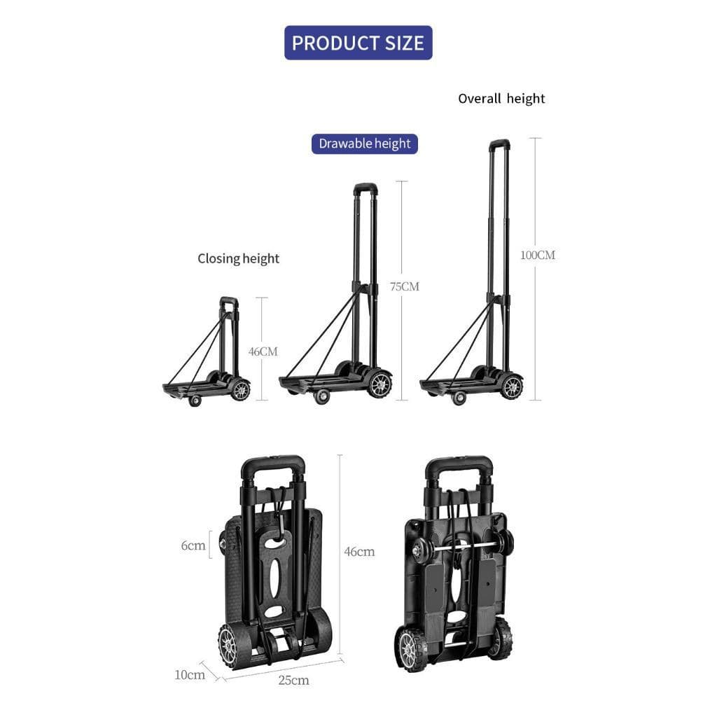 Carrinho Dobrável Portátil com Rodas, Ideal para Transporte de Cargas