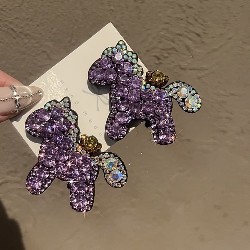 Crianças bonito pônei grampo de cabelo luz luxo estilo ocidental doce cheio diamante lado Hairpin único franja pequeno c
