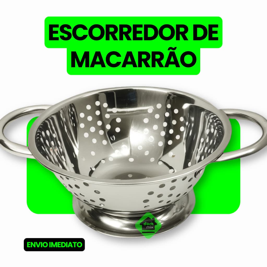 Escorredor de Macarrão em Aço Inox com Alças 24cm
