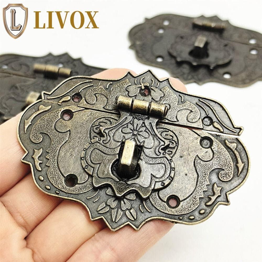 Ferrolho De Caixa LIVOX , Bronze Com Trava De Metal , Vintage Fivela De Fecho De Captura Durável