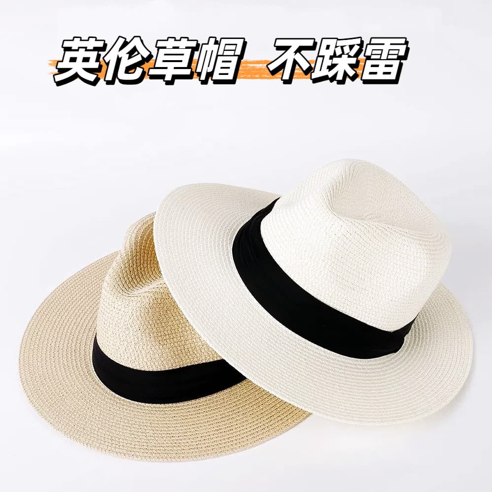 W Chapéu Panamá Chapéu de Palha Masculino Viagem Férias Praia Chapéu Protetor Solar Sol de Sol Masculino d