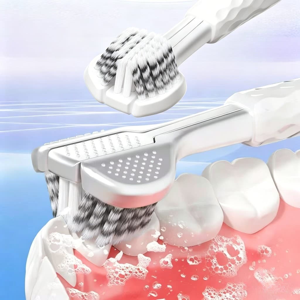 Escova Dental Adulto com Cabeça Tripla Cerdas Macias e Flexibilidade 360°