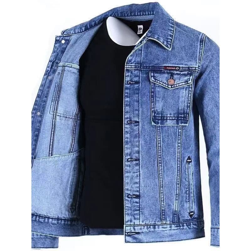 High-End Denim jaqueta masculina Street Wear azul claro macacão jaqueta masculina primavera outono tamanho grande All-Ma