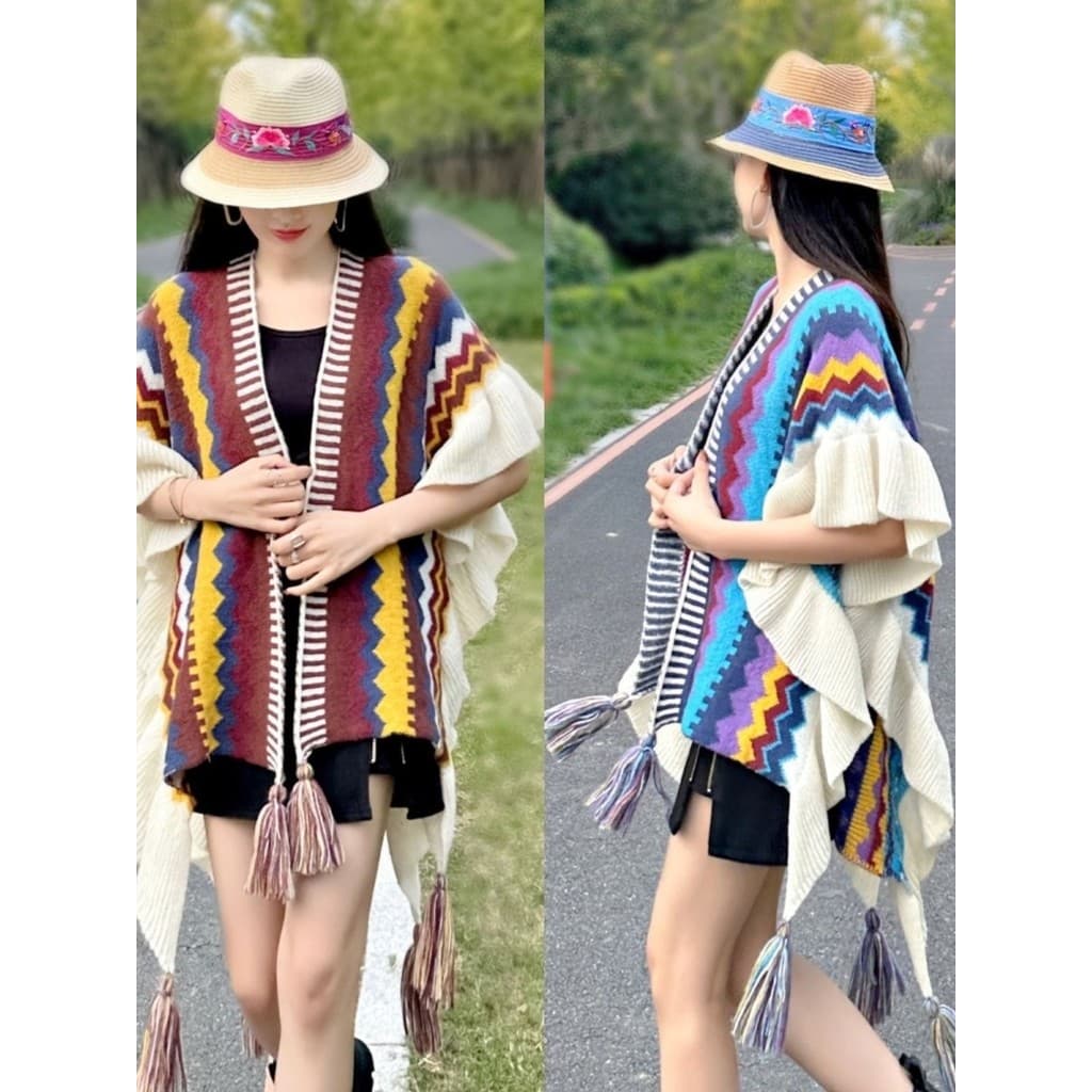 Novo estilo mais deslumbrante estilo étnico viagem foto moda cachecol quente à prova de frio tricô All-Match cachecol xa