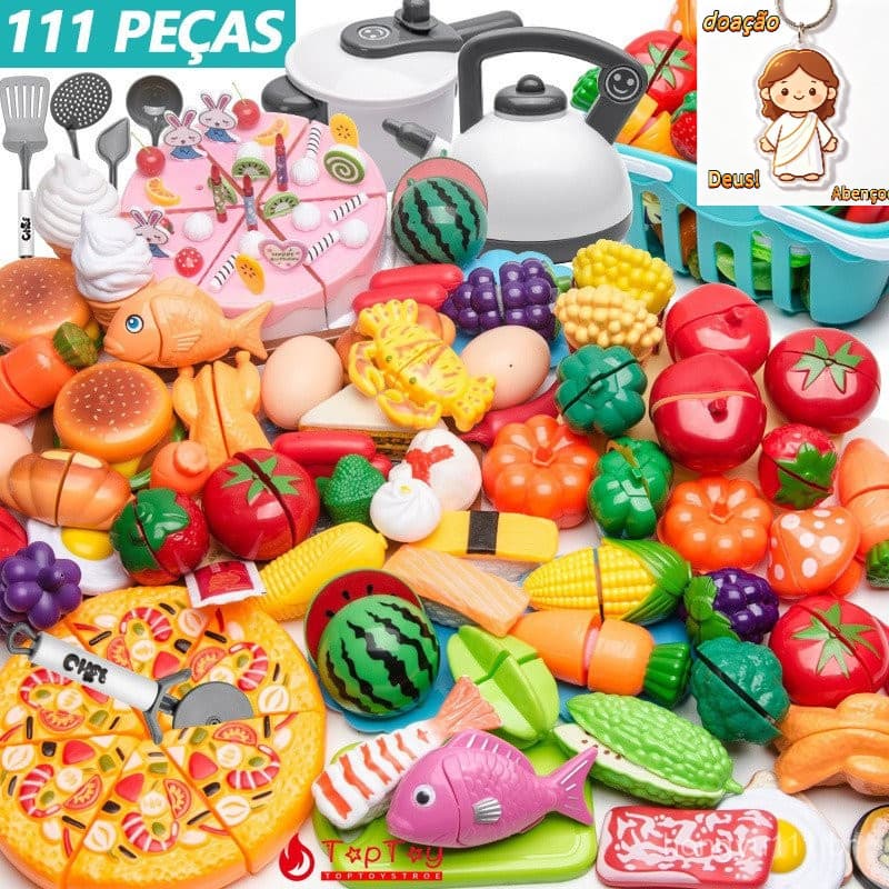 111 Peças Conjunto Cortar Brinquedos De Frutas Vegetais Alimentos Cozinha Crianças Brincam Casa Fingir Jogar Presentes D