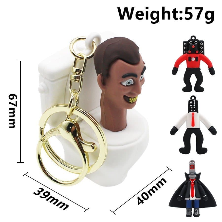 Chaveiro Skibidi Toilet, Boneco de PVC Man VS Camera Bop para Presentes de Joalheria DA6Y