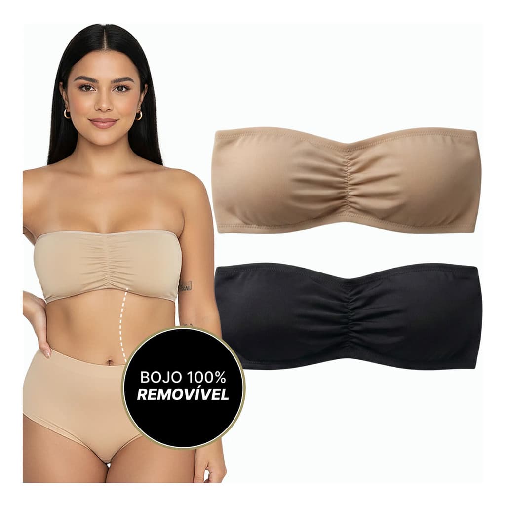Kit 2 Top Faixa Cropped Sutiã Tomara Que Caia Bojo Removível Faixa Sem Bojo Praia
