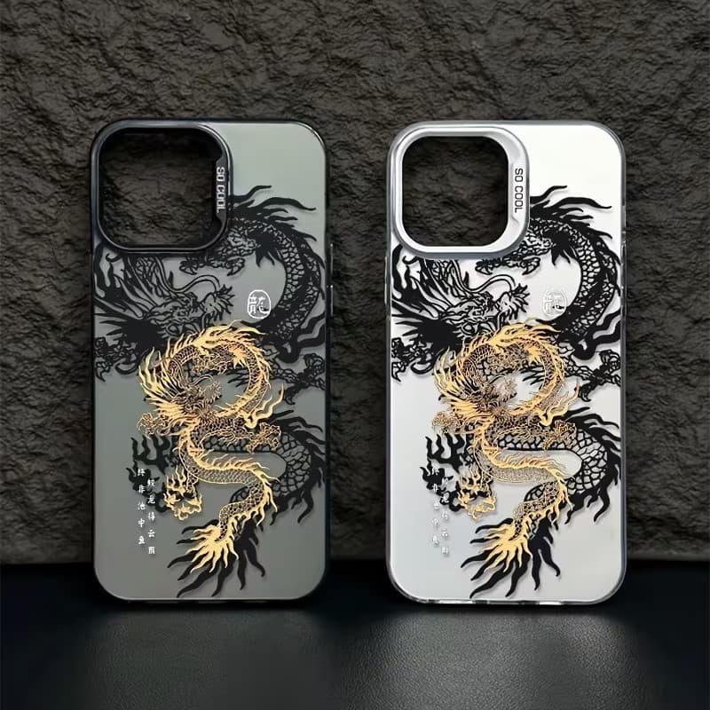 Capinha Capa Para iPhone XR XS MAX 7 8 14 15 16 PLUS 11 12 13 14 15 16 17 PRO MAX À Prova de Choque Fosca Padrão dragão